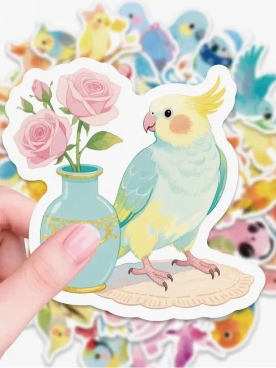 56 Cute Parrot Stickers Pastel Colors Party Favors Birds Crafts - Picture 5 of 10
